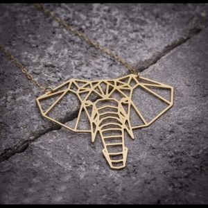 Geometric Gold Elephant Necklace